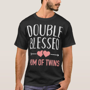 T-shirt Womens Double blessed Mom of Twins VNeck