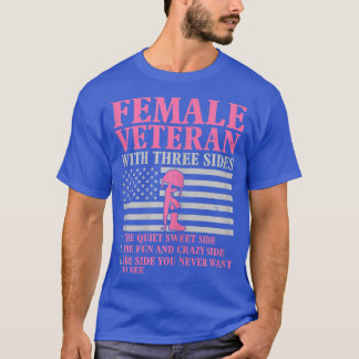 T-shirt Womens Female Veteran with Three Sides Women Veter