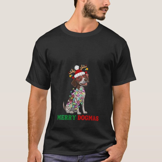 T-shirt Womens Funny Christmas German Shorthaired Pointer  (Devant)