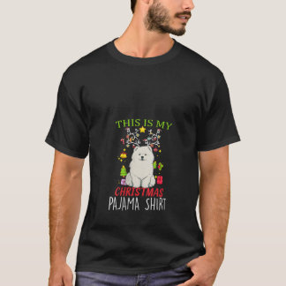 T-shirt Womens Funny Samoyed Dog Reindeer Antlers Matching