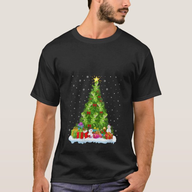 T-shirt Womens Gecko Lizard Christmas Tree Holiday Decor F (Devant)