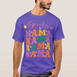 T-shirt Womens Groovy Spooky Mama Retro Halloween Ghost Wi
