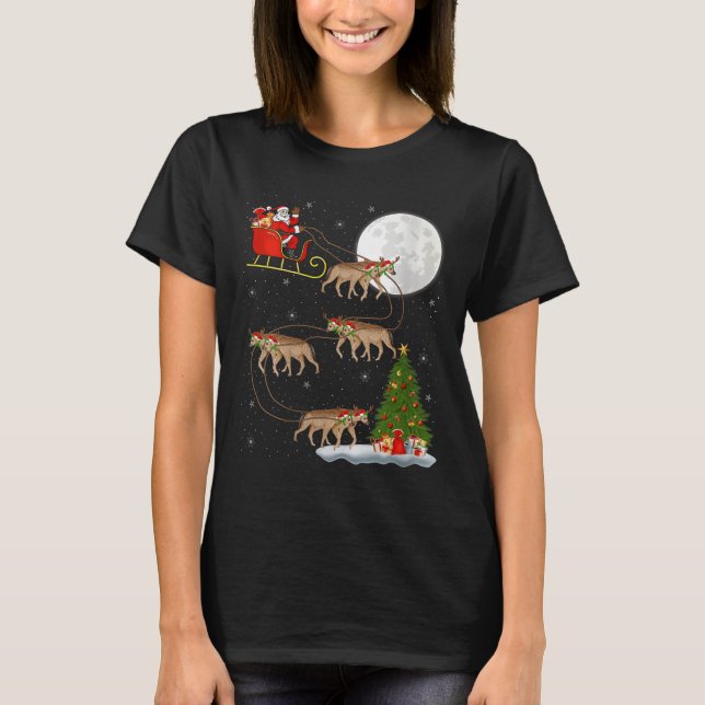 T-shirt Womens Hyena Santa Sleigh Flying Funny Magical Chr (Devant)