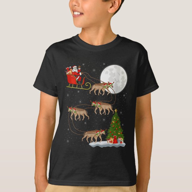 T-shirt Womens Hyena Santa Sleigh Flying Funny Magical Chr (Devant)