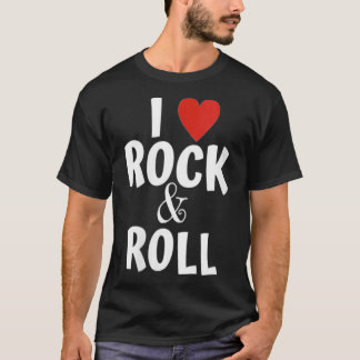 T-shirt Womens I Love Rock & Roll Music Pour Fans Rock Et