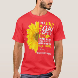 T-shirt Womens July Girl Sunflower Matching Girl Born On J