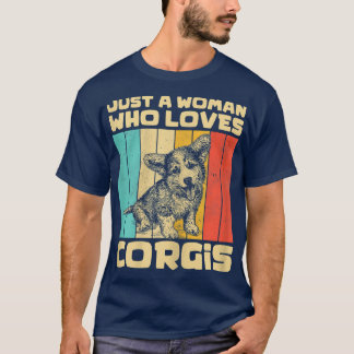 T-shirt Womens Just A Woman Who Loves Corgis Vintage Corgi