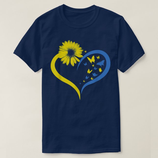 T-shirt Womens Love Heart Ukraine Sunflower Ukrainian Butt (Design devant)