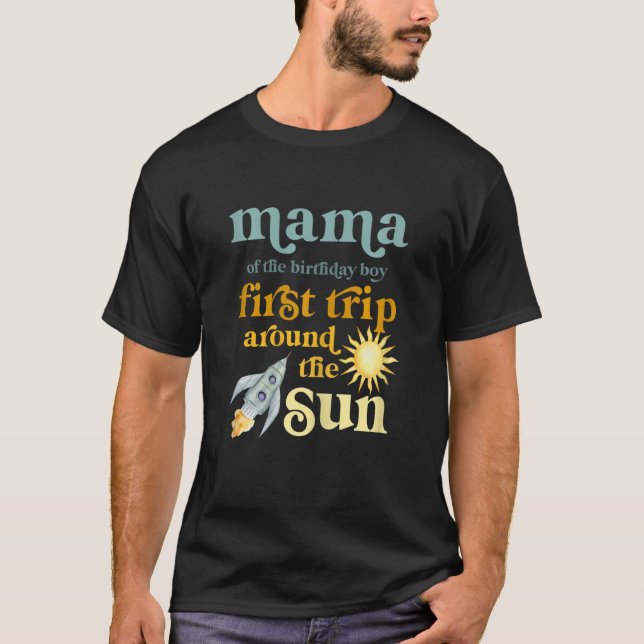 T-shirt Womens Mama Outer Space 1st Birthday First Trip (Devant)