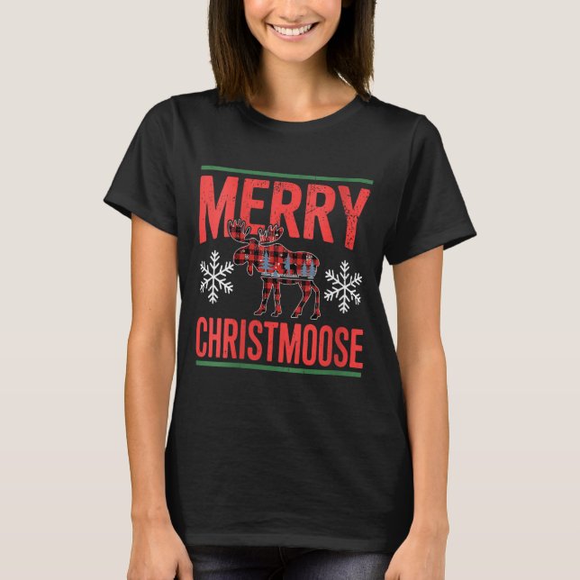 T-shirt Womens Merry Christmoose Holiday Moose Ugly Sweate (Devant)