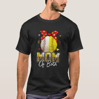 T-shirt Womens Mom Of Both Baseball And Softball Mom  Moth