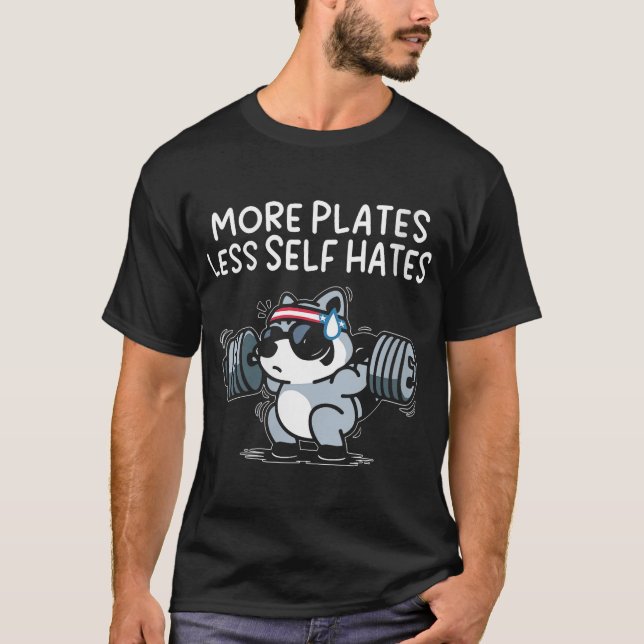 T-shirt Womens More Plates Less Self Hates Possum Gym (Devant)