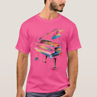 T-shirt Womens Pianist Gift Piano Instrument Music Colour 
