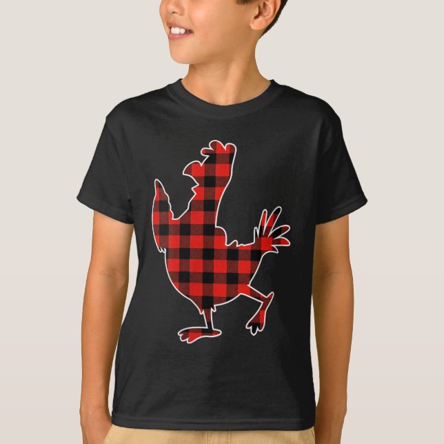 T-shirt Womens Red Buffalo Plaid Pajama Chicken Merry Chri (Devant)