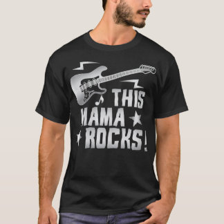 T-shirt Womens Retro Rock And Roll Guitare Cette Mama Rock