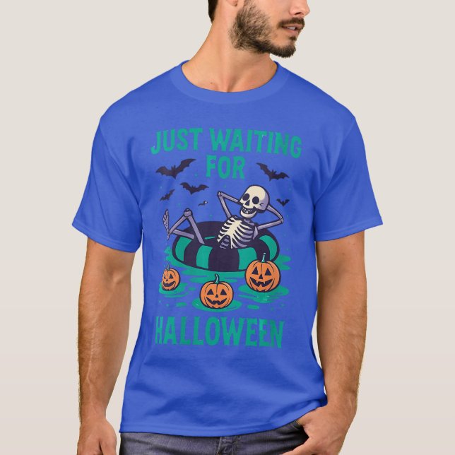 T-shirt Womens Spooky Summer Skeleton Just Waiting For Hal (Devant)