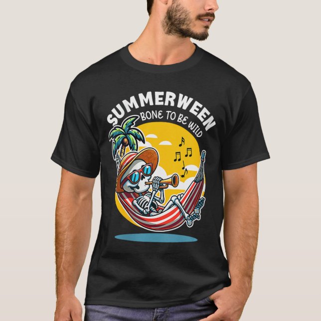 T-shirt Womens Summerween Bone to Be Wild Skeleton VNeck 2 (Devant)