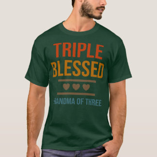 T-shirt Womens Triple Blessed Grandma Of Three Grandkids G