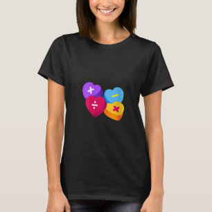 T-shirt Womens Valentines Day Hearts With Math Symbols Tea