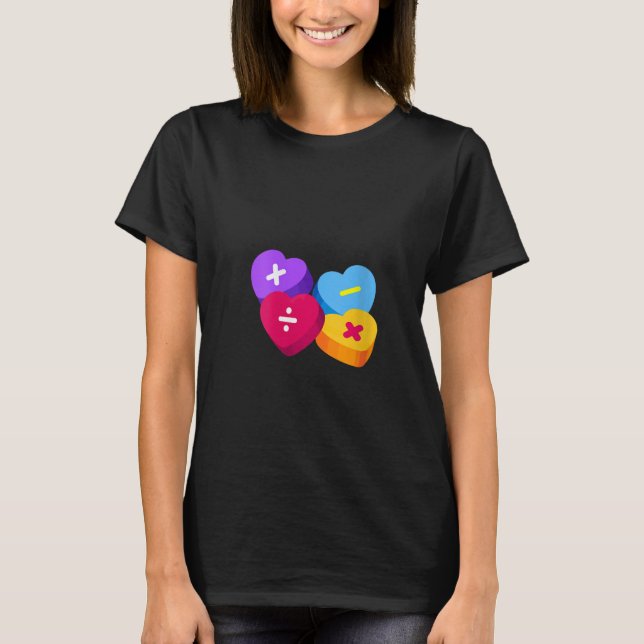 T-shirt Womens Valentines Day Hearts With Math Symbols Tea (Devant)