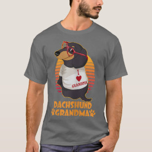 T-shirt Womens Vintage Retro Dachshund Grandma Wiener Dog