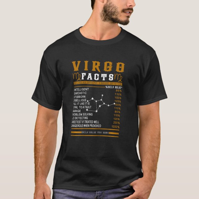 T-shirt Womens Virgo Facts Zodiac Sign  Birthday Born July (Devant)