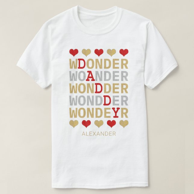 T-shirt Wonder Daddy Red Gold Silver Parties scintillant N (Design devant)