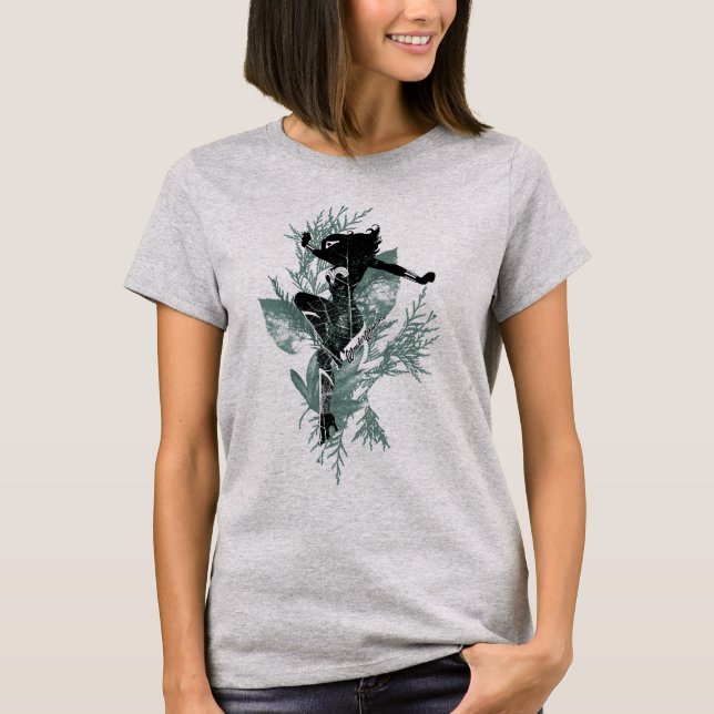 T-shirt Wonder Woman Landing Foliage Graphic (Devant)