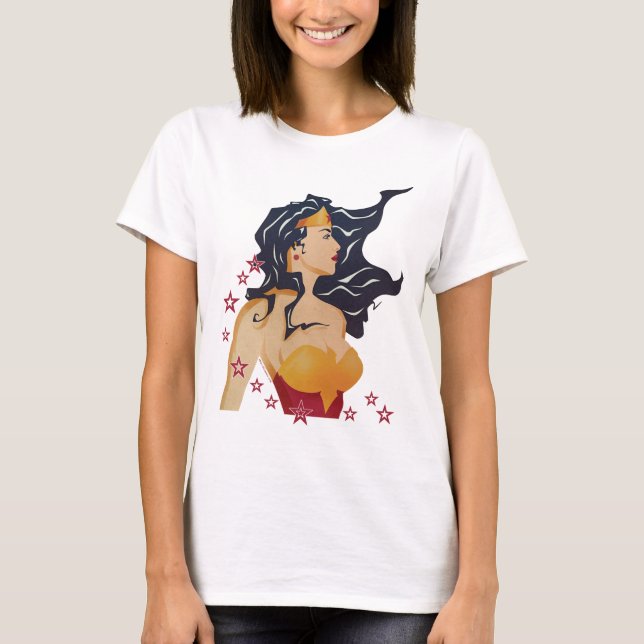 T-shirt Wonder Woman Profil rétrospectif Sunburst (Devant)
