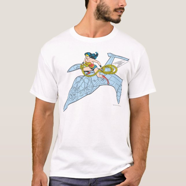 T-shirt Wonder Woman sur le vaisseau spatial (Devant)
