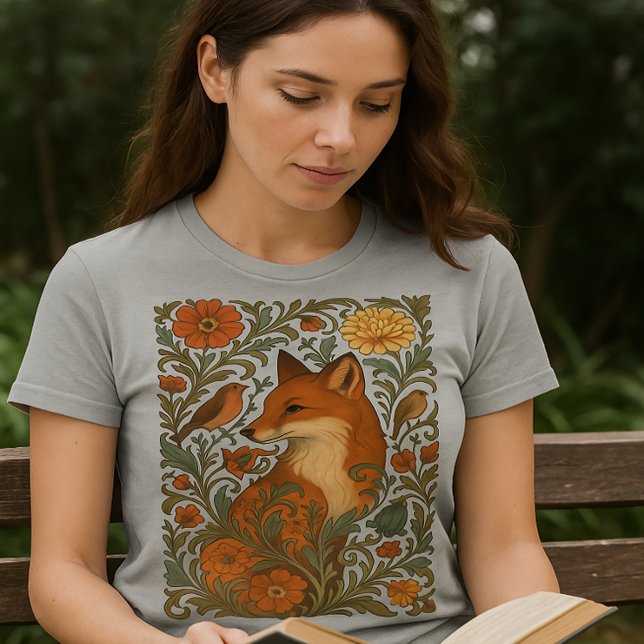 T-shirt Woodland Grace Fox Motif in Bloom (Créateur téléchargé)