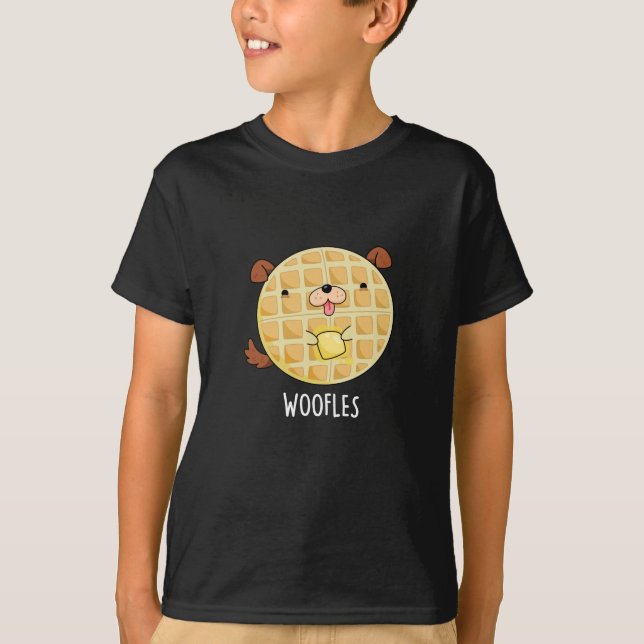 T-shirt Woofles Doggy Doggy Waffle Pun Dark BG (Devant)