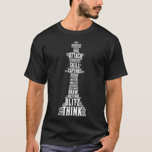 T-shirt Word Cloud Chess King amoureux des échecs