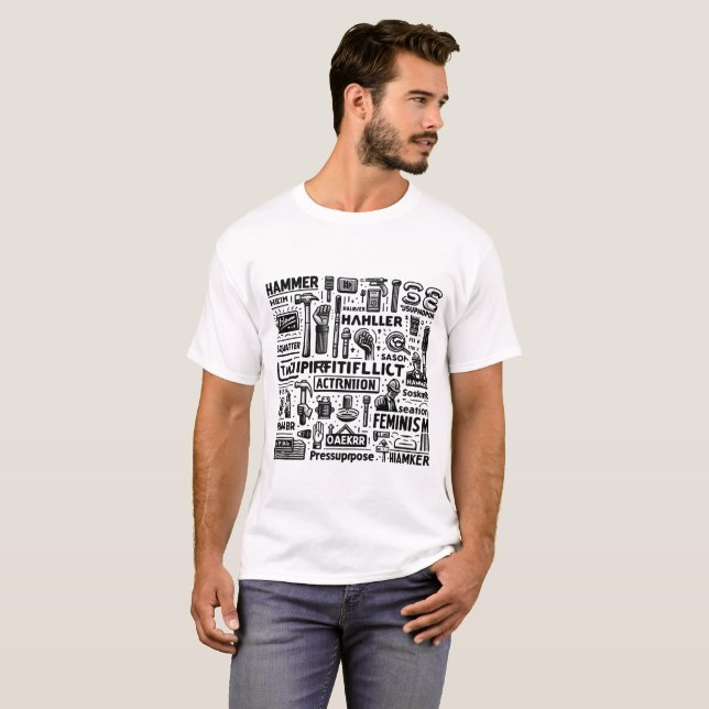 T-shirt Wordplay de construction : Outils et Termes (Devant entier)