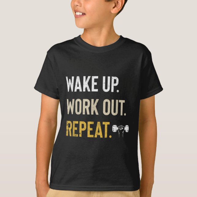 T-shirt Workou Wake Up Insrational And Motivational Gym Gi (Devant)