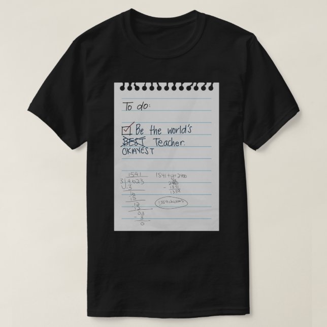 T-shirt World Best Okayest Math Note de l'enseignant (Design devant)