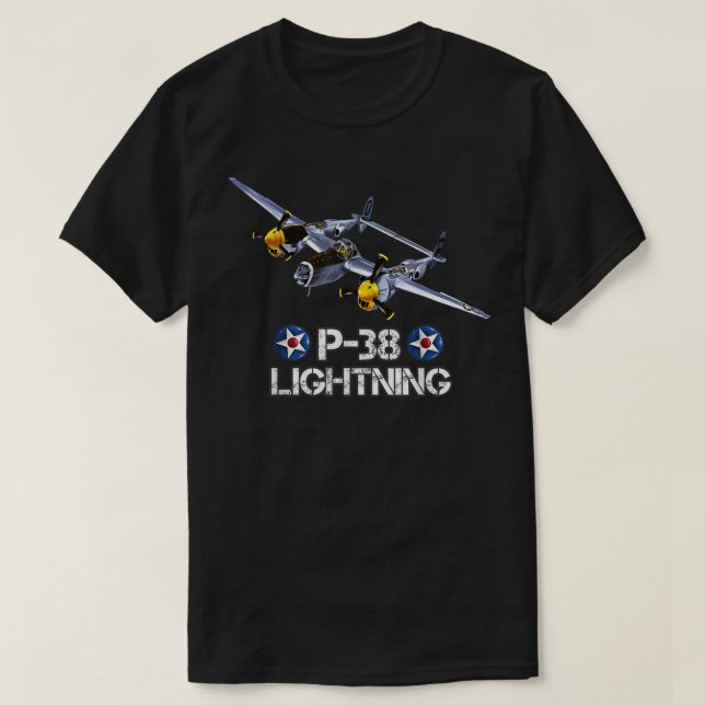T-shirt World War 2 American P-38 Lightning Fighter Airpla (Design devant)
