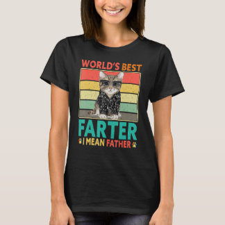 T-shirt Worlds Best Farter I Mean Father Cat Dad Retro Sun