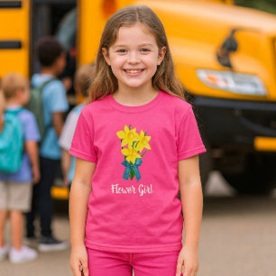 T-shirt Wow Rose avec Fleurs de Narcisses Jaunes Fille des