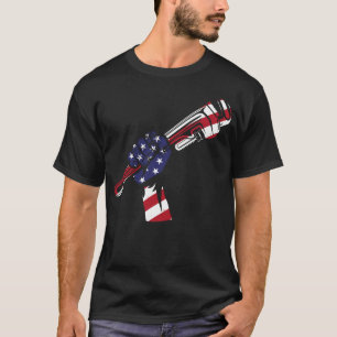 T-shirt Wrench de tuyau en plomberie American Flag