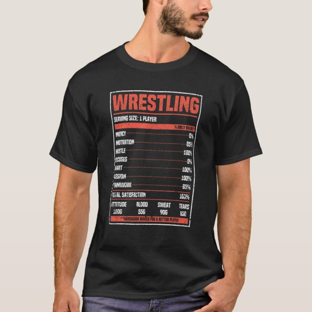 T-shirt Wrestling Nutrition Facts  Wrestler Fan Martial Ar (Devant)