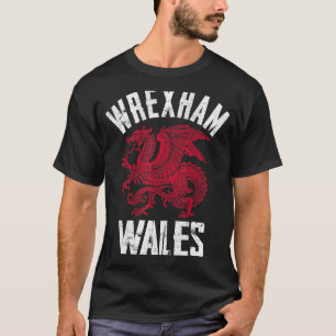 T-shirt Wrexham Wales Retro Vintage Love Wrecsam Dragon We
