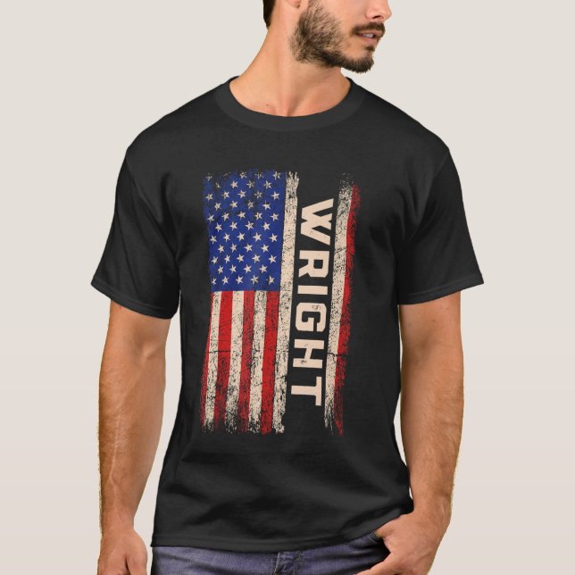 T-shirt Wright Nom de famille Shirt Wright Nom American Fl (Devant)