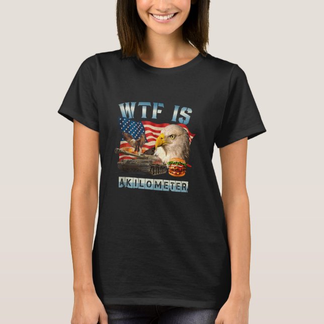 T-shirt WTF Est Un Kilomètre Eagle Badge Signature América (Devant)