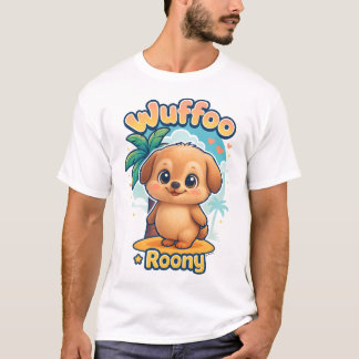 T-shirt Wuffoo Roony Chiot Mignon Kawaii Île Tropi