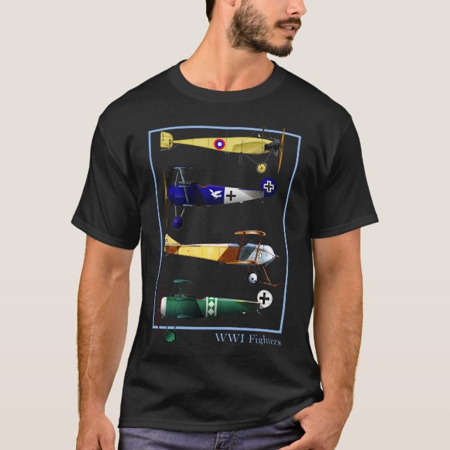 T-shirt WWI Fighters Airplanes Vintage (Devant)