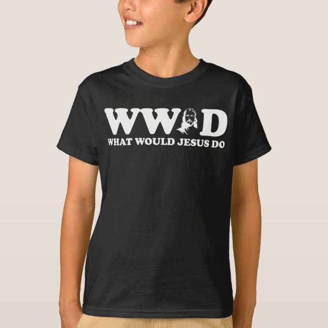 T-shirt WWJD Que ferait Jésus (Devant)