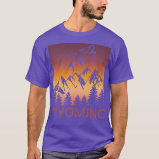 T-shirt Wyoming Sunset Wolf Howling sur les arbres de la l