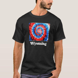 T-shirt Wyoming Tie Dye Rouge Blanc Bleu Patriotique