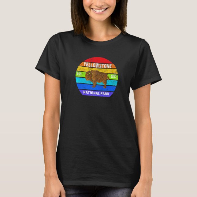 T-shirt Wyoming Yellowstone National Park Souvenir Bison B (Devant)